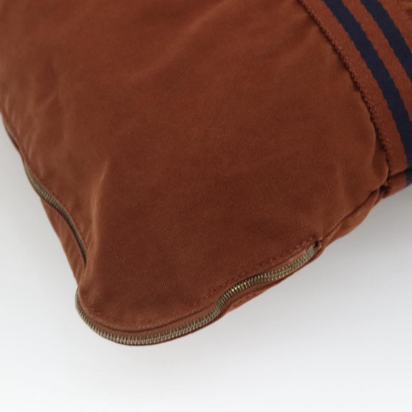 HERMES Fourre ToutPorte Documents Business Bag Canvas Brown Navy Auth nb456