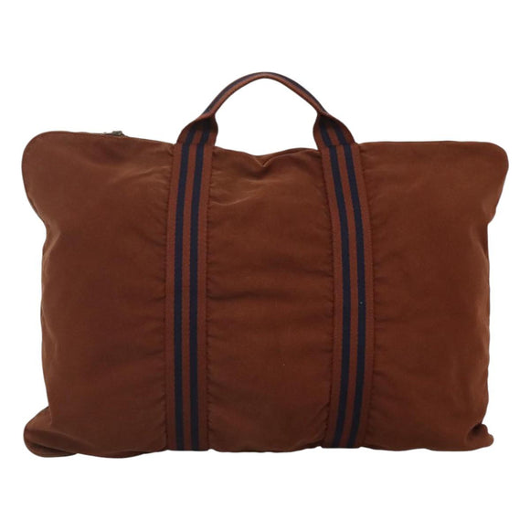 HERMES Fourre ToutPorte Documents Business Bag Canvas Brown Navy Auth nb456