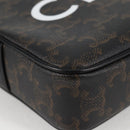 CELINE Triomphe Shoulder Bag PVC Leather Black Gold Auth nb463M-15