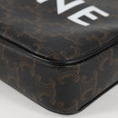 CELINE Triomphe Shoulder Bag PVC Leather Black Gold Auth nb463M-16