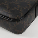 CELINE Triomphe Shoulder Bag PVC Leather Black Gold Auth nb463M-18