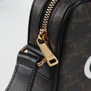 CELINE Triomphe Shoulder Bag PVC Leather Black Gold Auth nb463M-9