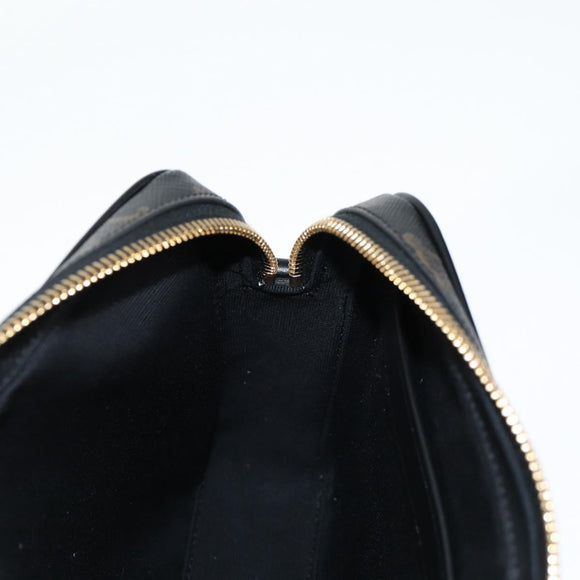 CELINE Triomphe Shoulder Bag PVC Leather Black Gold Auth nb463M
