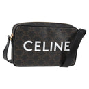 CELINE Triomphe Shoulder Bag PVC Leather Black Gold Auth nb463M-1