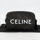 CELINE Triomphe Shoulder Bag PVC Leather Black Gold Auth nb463M-12