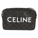 CELINE Triomphe Shoulder Bag PVC Leather Black Gold Auth nb463M-13