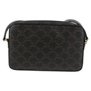 CELINE Triomphe Shoulder Bag PVC Leather Black Gold Auth nb463M-2