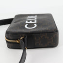 CELINE Triomphe Shoulder Bag PVC Leather Black Gold Auth nb463M-3