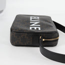 CELINE Triomphe Shoulder Bag PVC Leather Black Gold Auth nb463M-4