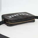 CELINE Triomphe Shoulder Bag PVC Leather Black Gold Auth nb463M-6