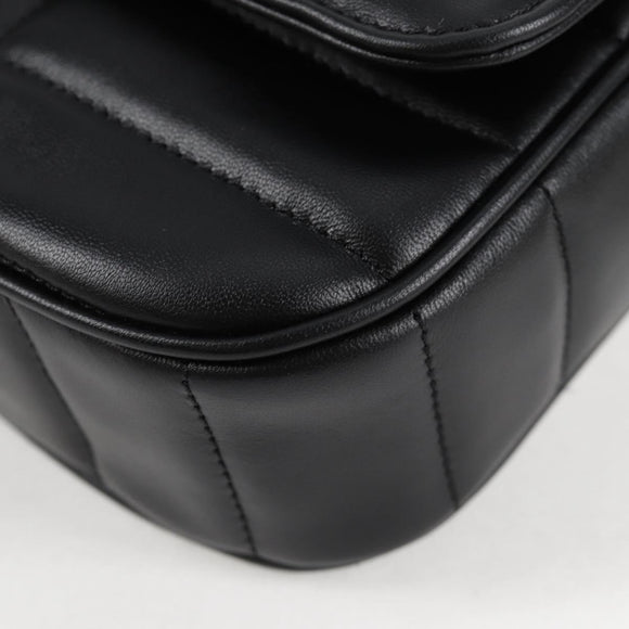 CELINE Chain Shoulder Bag Leather Black Gold Auth nb466M