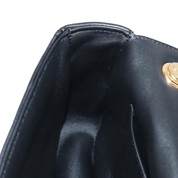 CELINE Chain Shoulder Bag Leather Black Gold Auth nb466M