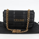 CELINE Chain Shoulder Bag Leather Black Gold Auth nb466M-12