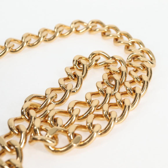 CELINE Chain Shoulder Bag Leather Black Gold Auth nb466M