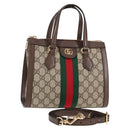 GUCCI GG Supreme Web Sherry Line Bag PVC 2way Beige Gold 547551 Auth nb475M-1