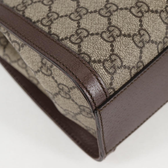 GUCCI GG Supreme Web Sherry Line Bag PVC 2way Beige Gold 547551 Auth nb475M