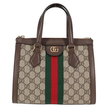 GUCCI GG Supreme Web Sherry Line Bag PVC 2way Beige Gold 547551 Auth nb475M - 0