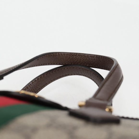 GUCCI GG Supreme Web Sherry Line Bag PVC 2way Beige Gold 547551 Auth nb475M