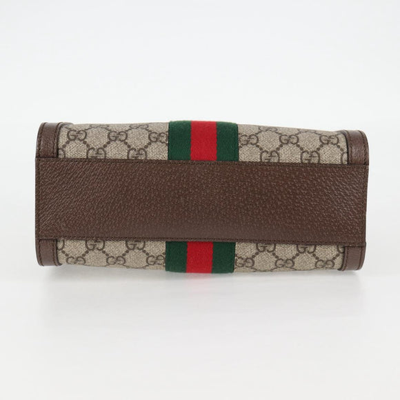 GUCCI GG Supreme Web Sherry Line Bag PVC 2way Beige Gold 547551 Auth nb475M