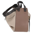 LOEWE Anagram Hammock Shoulder Bag Leather Beige Gold Auth nb477M-1