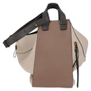 LOEWE Anagram Hammock Shoulder Bag Leather Beige Gold Auth nb477M-13