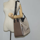 LOEWE Anagram Hammock Shoulder Bag Leather Beige Gold Auth nb477M-24