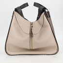 LOEWE Anagram Hammock Shoulder Bag Leather Beige Gold Auth nb477M-4