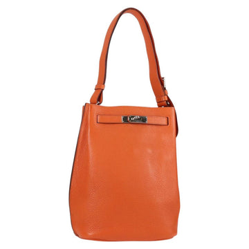 HERMES Togo Sokelly Note Cover Leather Orange Silver Auth nb488M