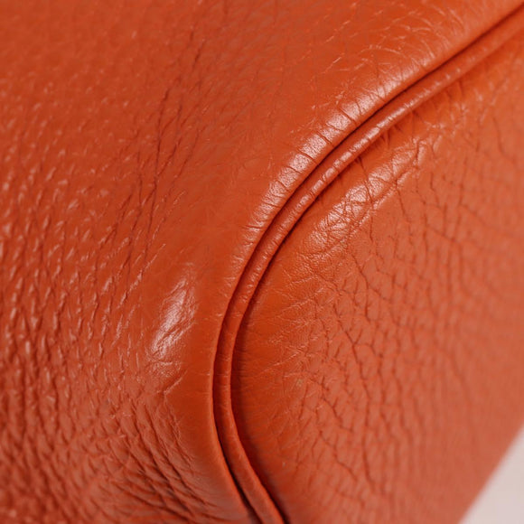 HERMES Togo Sokelly Note Cover Leather Orange Silver Auth nb488M