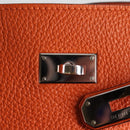 HERMES Togo Sokelly Note Cover Leather Orange Silver Auth nb488M-19