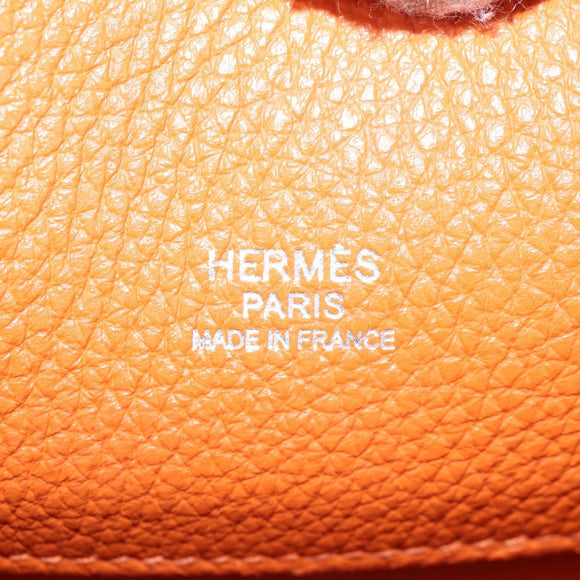 HERMES Togo Sokelly Note Cover Leather Orange Silver Auth nb488M