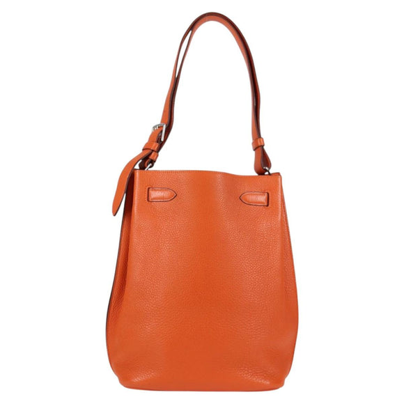 HERMES Togo Sokelly Note Cover Leather Orange Silver Auth nb488M