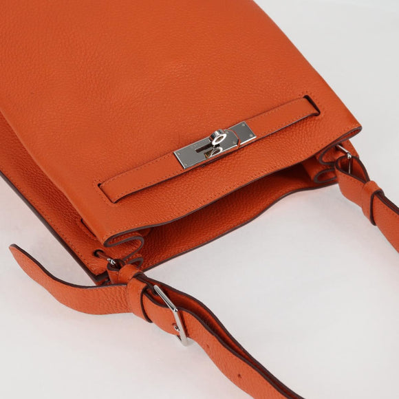 HERMES Togo Sokelly Note Cover Leather Orange Silver Auth nb488M