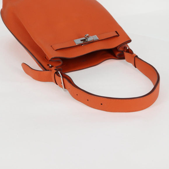 HERMES Togo Sokelly Note Cover Leather Orange Silver Auth nb488M