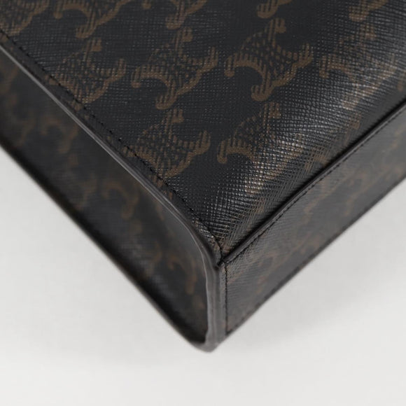 CELINE Triomphe Vertical Cabas Tote Bag PVC Leather Black Gold Auth nb490M