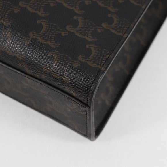 CELINE Triomphe Vertical Cabas Tote Bag PVC Leather Black Gold Auth nb490M