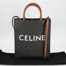 CELINE Triomphe Vertical Cabas Tote Bag PVC Leather Black Gold Auth nb490M-12