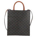 CELINE Triomphe Vertical Cabas Tote Bag PVC Leather Black Gold Auth nb490M-2