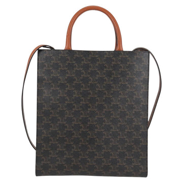 CELINE Triomphe Vertical Cabas Tote Bag PVC Leather Black Gold Auth nb490M - 0