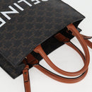 CELINE Triomphe Vertical Cabas Tote Bag PVC Leather Black Gold Auth nb490M-6