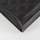 CELINE Triomphe Vertical Cabas Shoulder Bag PVC Leather Black Gold Auth nb491M-18