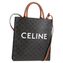 CELINE Triomphe Vertical Cabas Shoulder Bag PVC Leather Black Gold Auth nb491M-1