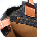 CELINE Triomphe Vertical Cabas Shoulder Bag PVC Leather Black Gold Auth nb491M-23