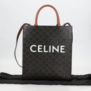 CELINE Triomphe Vertical Cabas Shoulder Bag PVC Leather Black Gold Auth nb491M-12