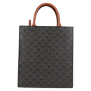 CELINE Triomphe Vertical Cabas Shoulder Bag PVC Leather Black Gold Auth nb491M-2