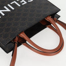 CELINE Triomphe Vertical Cabas Shoulder Bag PVC Leather Black Gold Auth nb491M-6