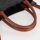 CELINE Triomphe Vertical Cabas Shoulder Bag PVC Leather Black Gold Auth nb491M-7