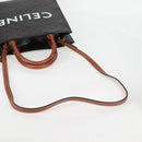 CELINE Triomphe Vertical Cabas Shoulder Bag PVC Leather Black Gold Auth nb491M-8