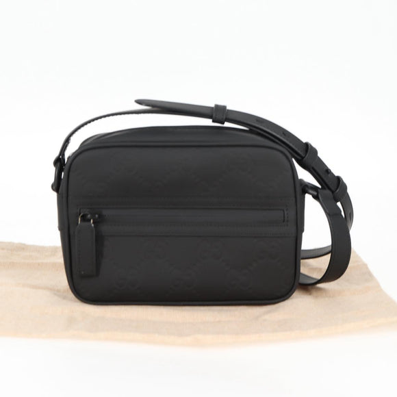 GUCCI Guccissima Shoulder Bag Leather Black 771321 Auth nb492M