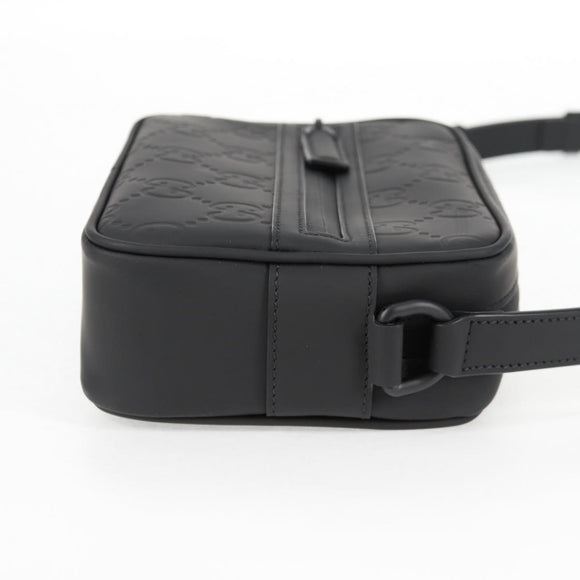 GUCCI Guccissima Shoulder Bag Leather Black 771321 Auth nb492M